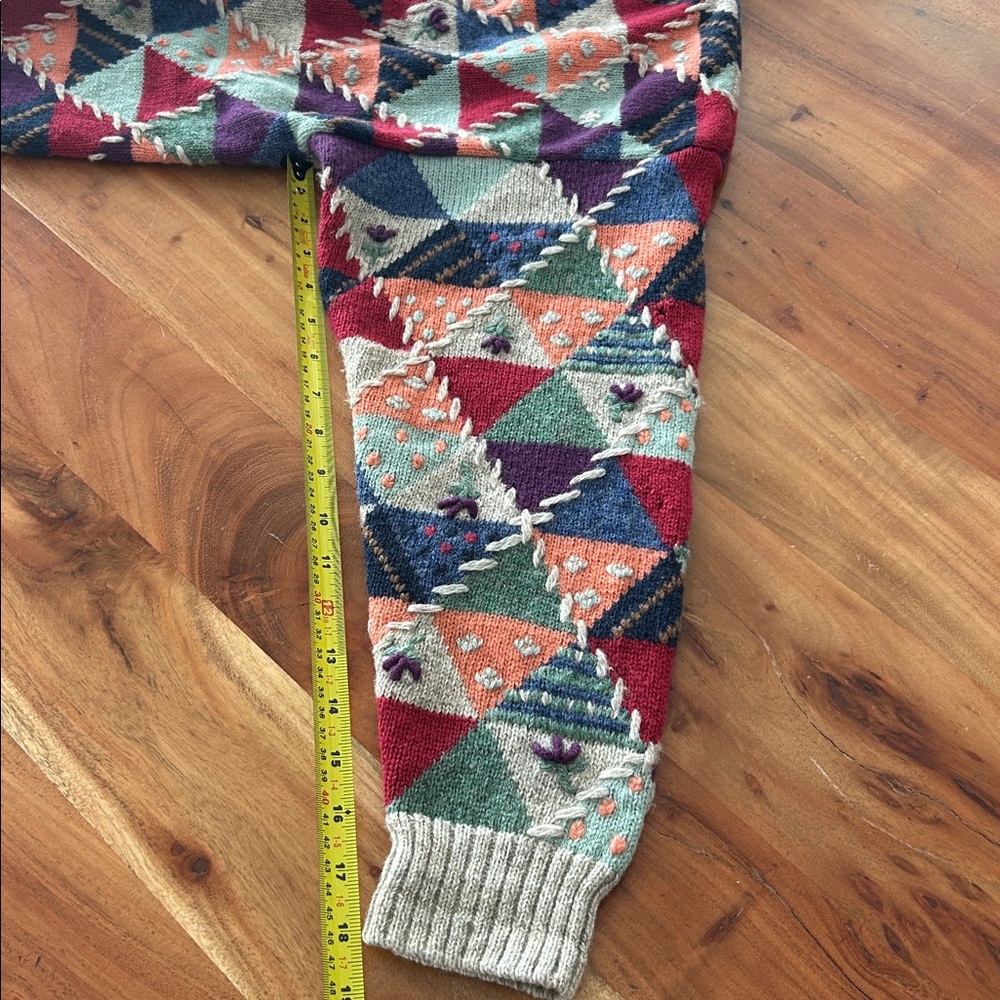 Eddie Bauer Vintage Wool Patchwork Cardigan in medium geometric shapes - Picture 6 of 8